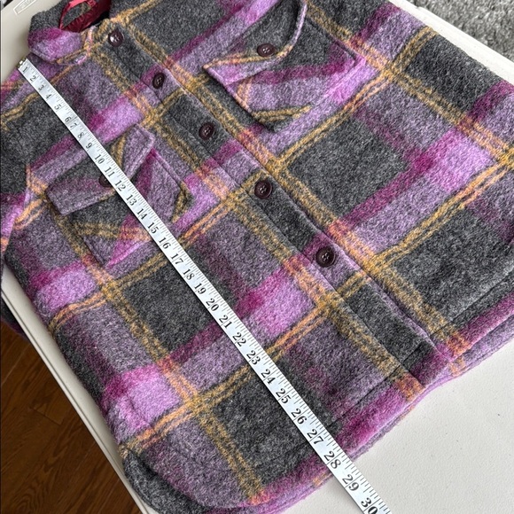 Peak Performance Plaid Gray, Pink, Purple Kelly Shirt Jacket Wool Shacket - Picture 11 of 16